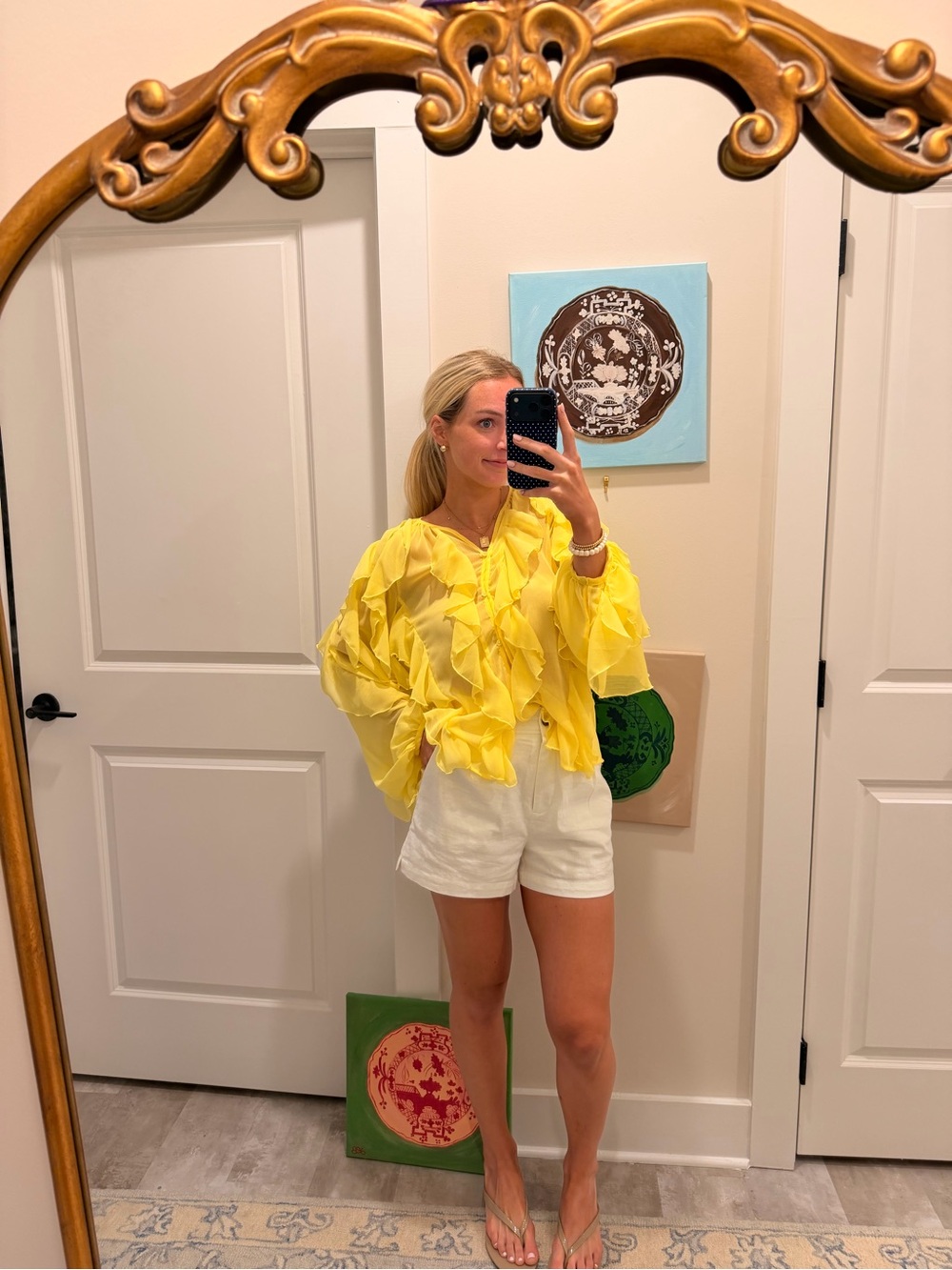 Yellow Ruffle Long Sleeve Top - Picture 2 of 3